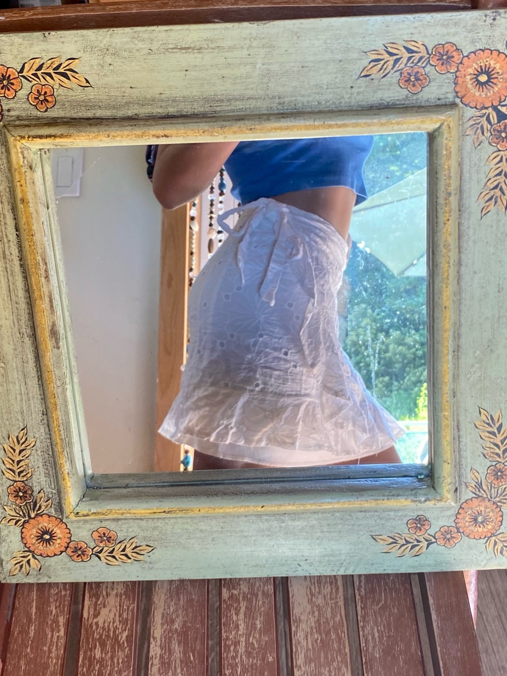 White Eyelet Drawstring Skirt